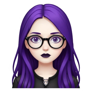 gothic girl long dark black and purple hair glasses sticker