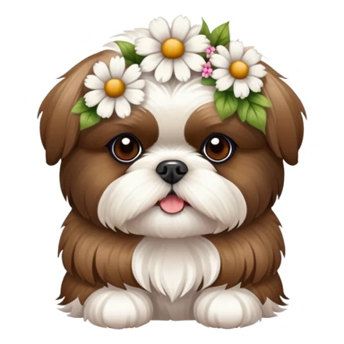 shih tzu dog wearing flowers  sticker