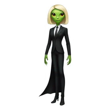 a blonde reptilian alien woman as men in black, full body, full figure sticker
