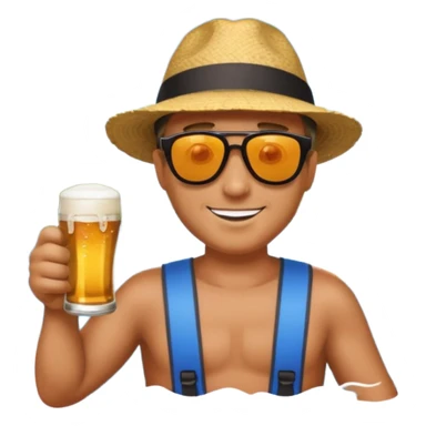 a guy river tubing with a beer  sticker