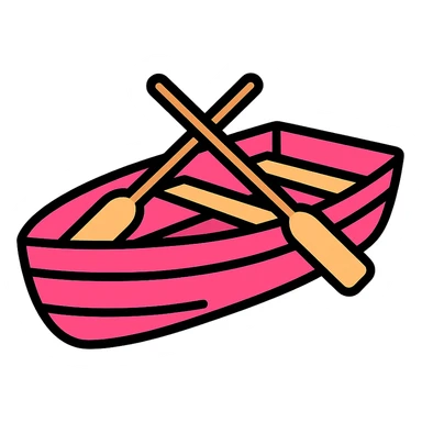 classic pink wooden rowing boat sticker