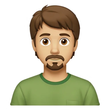 shaggy rogers brunette, with a short goatee no mustache, brown eyes and green tshirt from scooby doo  sticker