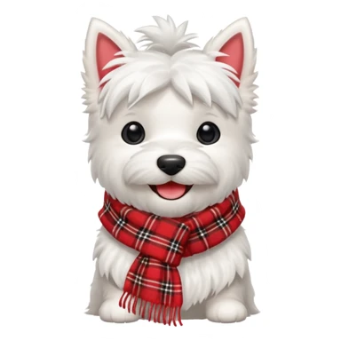 Westie wearing a red plaid scarf sticker