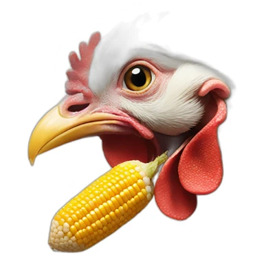 A chicken eating corn sticker