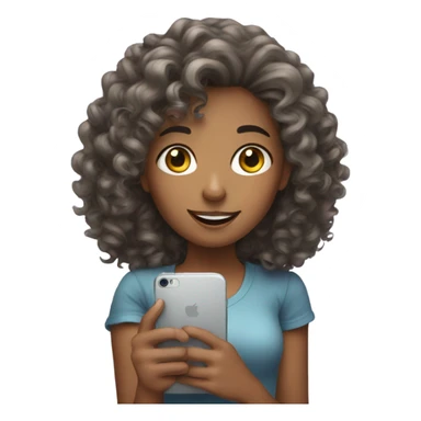 A curly hair girl with her phone  sticker