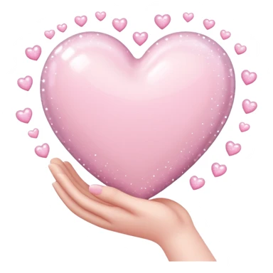The hand with Pale pink heart with sparkles on it sticker