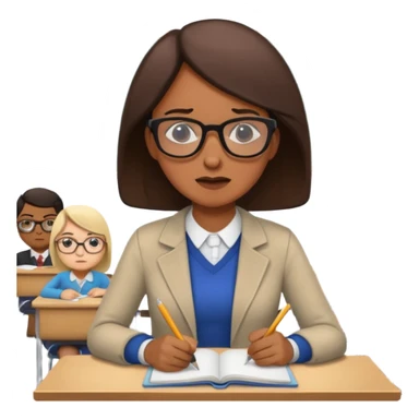 exhausted teacher in a bustling classroom sticker