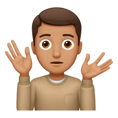 Confused guy with a 6 above his left hand and a 7 above his right hand sticker