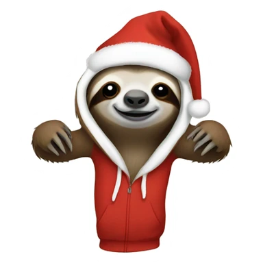 sloth wearing Christmas hoodie sticker