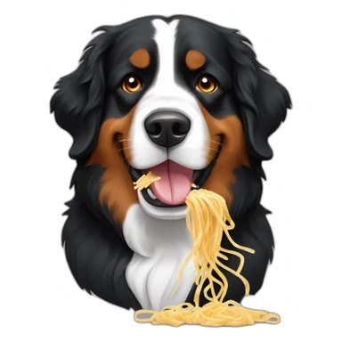 Bernese mountain dog eating spaghettis sticker