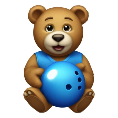 Bowling bear blue with a bowling ball sticker