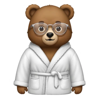 A bear wearing glasses and a bathrobe sticker