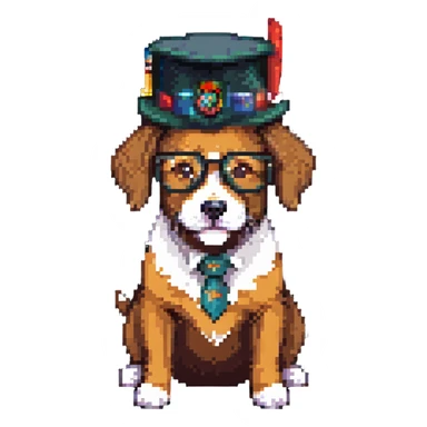 dog in a professor's hat and glasses sticker
