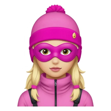 blonde girl wearing pink ski mask with pretty eyelashes  sticker