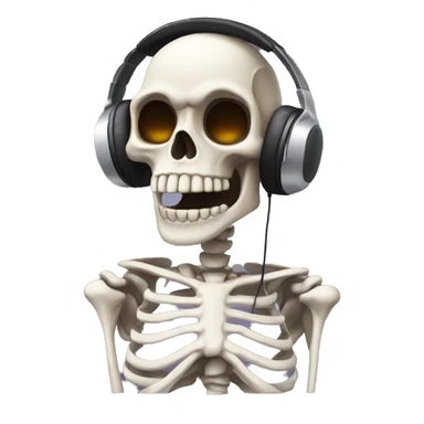 A skeleton wearing headphones sticker