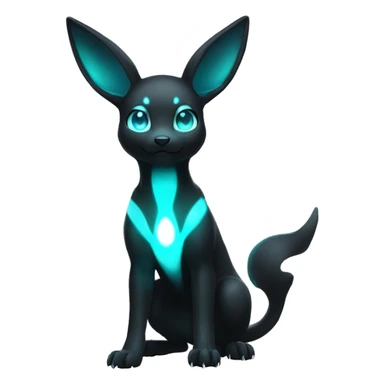 White Shiny Umbreon with glowing cyan markings full body sticker