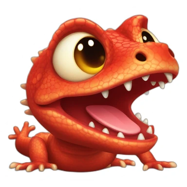 red toy hed lizard smooth round head big cartoon eyes sticker