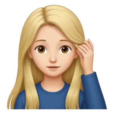 girl with long hair tucking hair behind her ear sticker