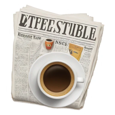 Newspaper and  coffee sticker