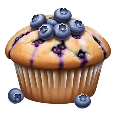 Lavender flower sprigs on a muffin with blueberries and sugar crystals without frosting  sticker