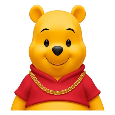 Winnie the Pooh with a gold chain sticker