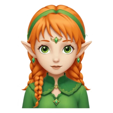 Orange Haired Elf, Elf girl with orange ponytail hair sticker