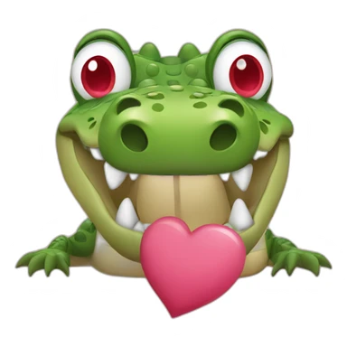 crocodile with hearts instead of eyes sticker