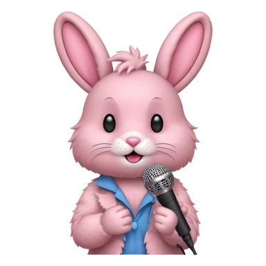 pink bunnie singing , holding mic sticker