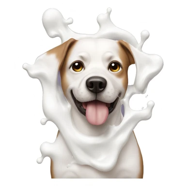 dog covered in milk sticker