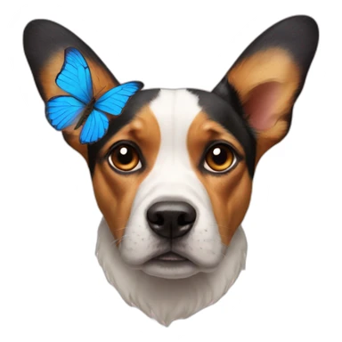 Butterfly with a dogs head sticker