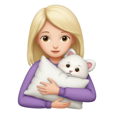 Girl hugging pillow sticker