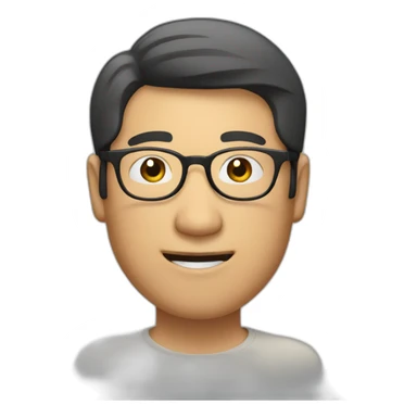 heavy asian guy with neck length hair wearing spectacles and winking sticker