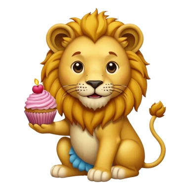 lion with cupcake sticker
