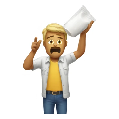 guy throwing up glue sticker