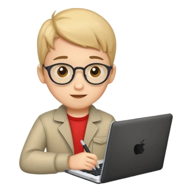 Cute boy programmer with notebook sticker