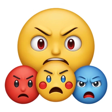 An angry emoji + sad emoji + silly emoji sticker