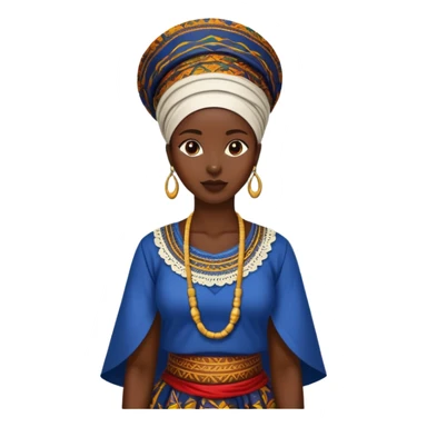 African woman standing by the riverside, traditional clothing sticker