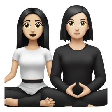 goth white girl and black hair meditating sticker