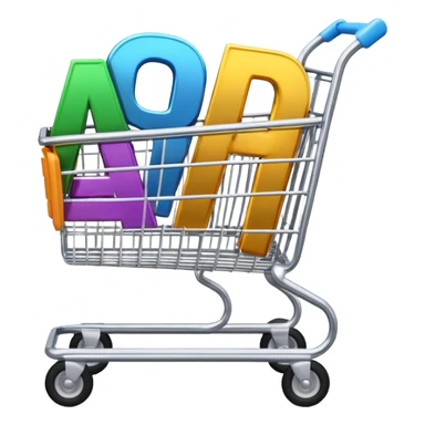 shopping cart with AI letters inside sticker