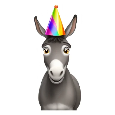 Donkey wearing a party hat sticker