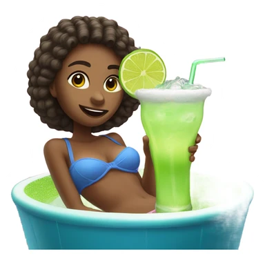 Girl Enjoying a 40 ounce margarita (HUGE) on a water tube sticker