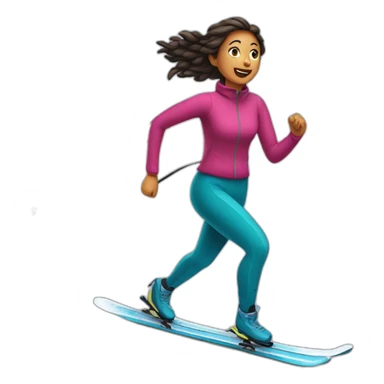 Woman running away on skis sticker