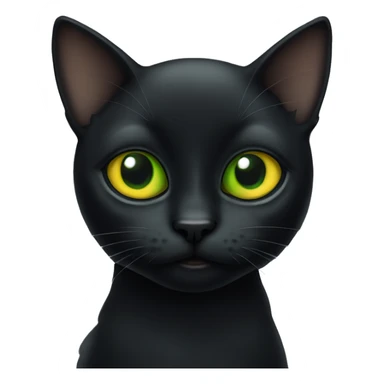little black cat with one green eye and one yellow eye sticker