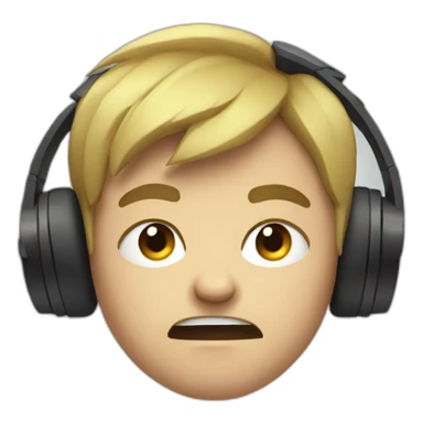 boy with headphones and very angry sticker
