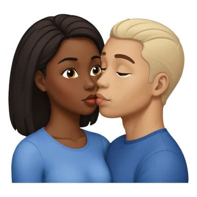 A black woman with a light skin man kissing  sticker