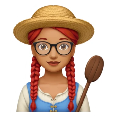woman glassess, very fat venice gondolier with iconic hat and red hair woman braided sticker
