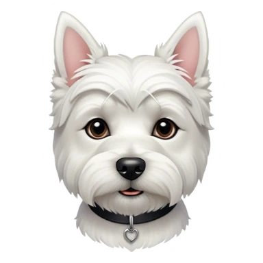 Cinematic Noble West Highland White Terrier Portrait Emoji, Poised and regal, with a compact, sturdy build and a pristine, well-groomed pure white coat, deep-set soulful dark eyes, Simplified yet sharp and sophisticated features, highly detailed, glowing with a soft, dignified glow, high shine, intelligent and loyal, stylized with an air of confidence, focused and attentive, soft glowing outline, capturing the essence of a watchful and determined companion, so majestic it feels as though it could trot out of the screen with effortless authority! sticker