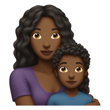 Black mom with long hair hugs black boy  sticker
