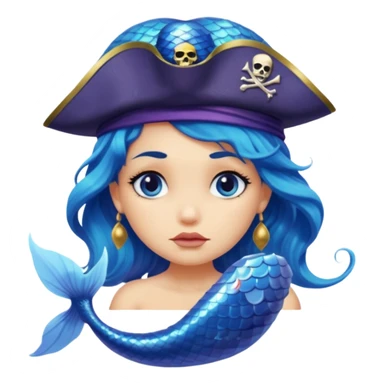 a sad mermaid wearing pirate hat  sticker