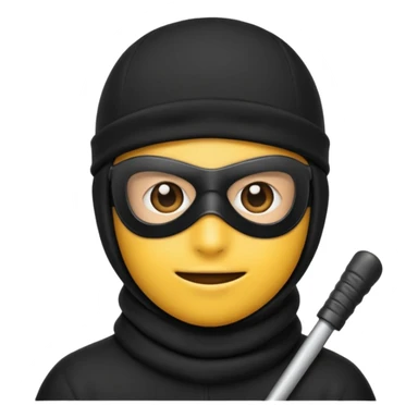 Create an emoji wearing a black ski mask not a creepy big smile though  sticker